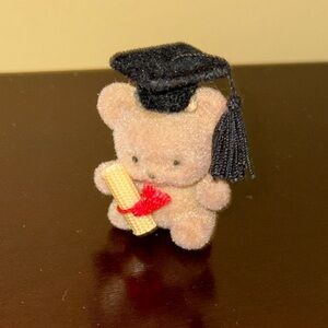 Graduation Bear Pin with diploma and mortarboard hat with tassle 1.25” fuzzy